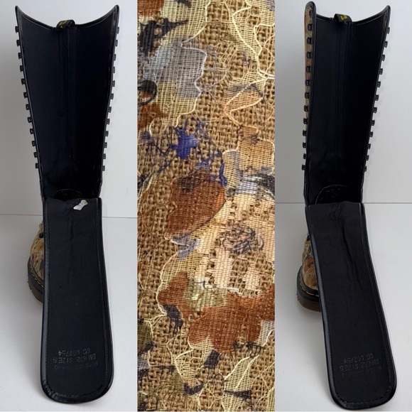 Vintage Dr. Martens Burlap Floral Lace Fabric England Tall Boho Boots UK 5 - Picture 15 of 16